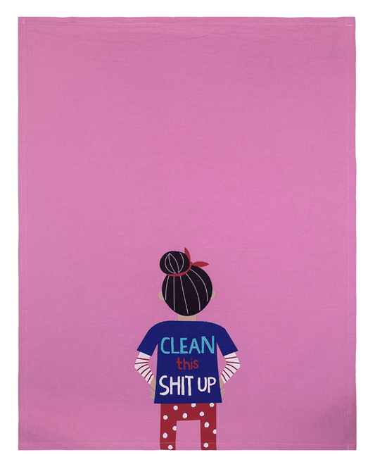 Clean This Shit Up Tea Towel - Pink Poodle Boutique - 96220029