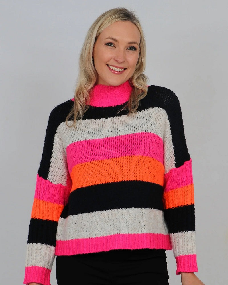 High Neck Striped Jumper by Miss Shorthair