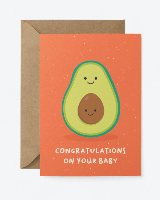Congratulations Baby Avocado Greeting Card - Pink Poodle Boutique - CUTE - 12