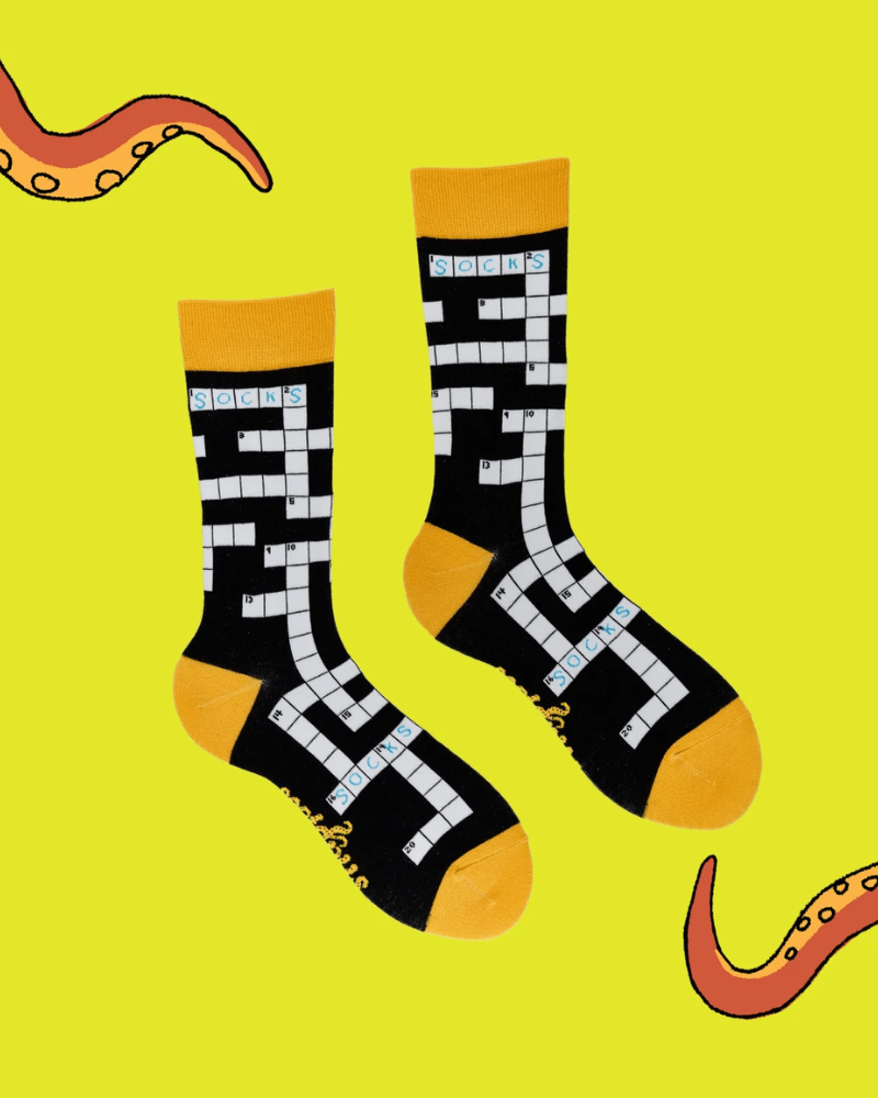 Crossword Puzzle Crew Socks - Pink Poodle Boutique - 