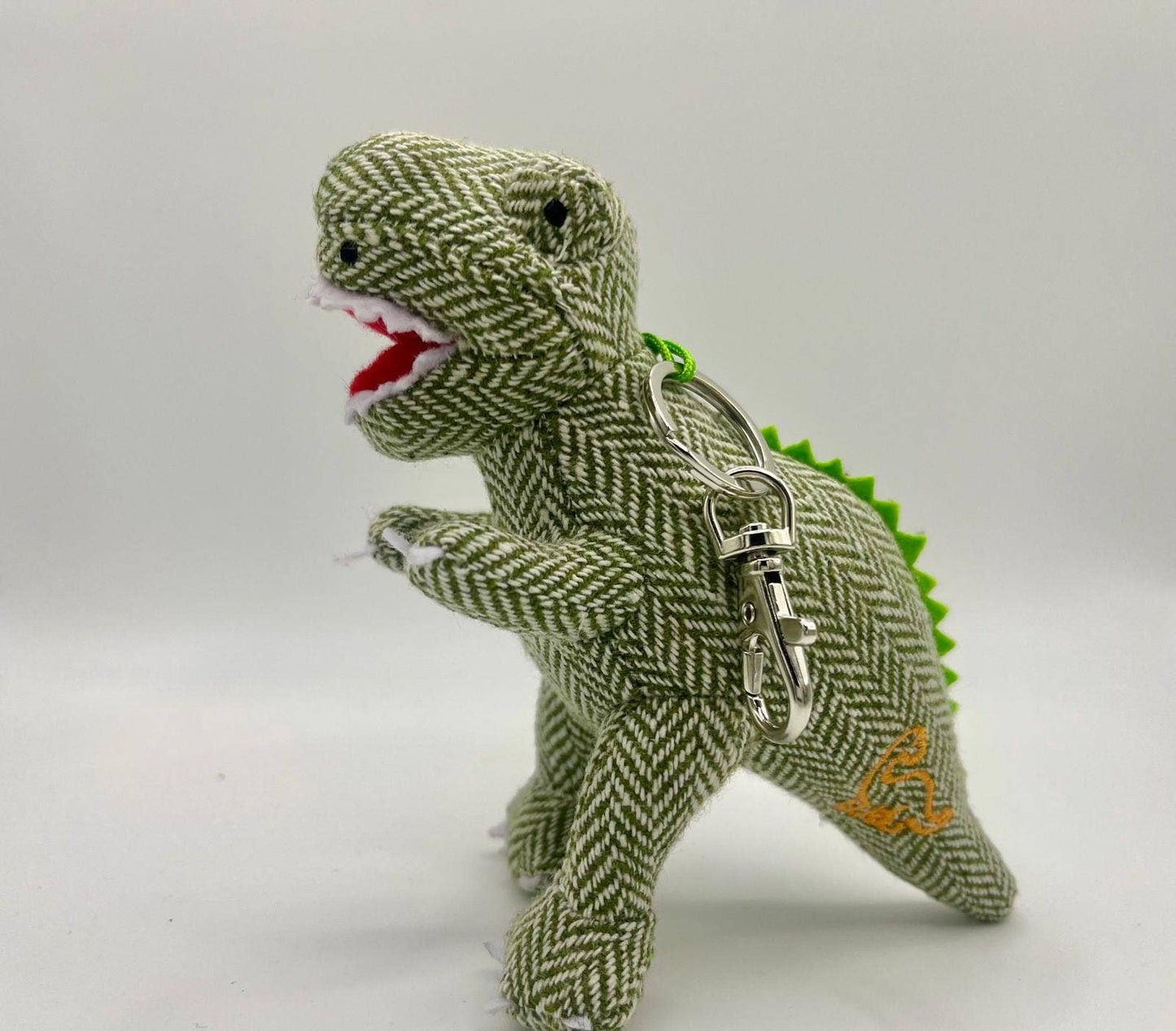 Dinosaur Bag Charm, Tweed T Rex in Green
