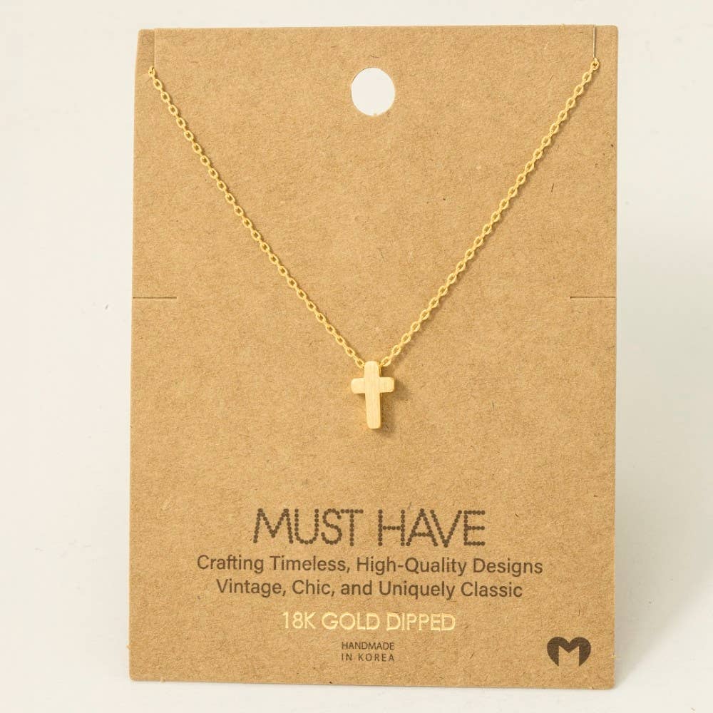 Dainty Mini Cross Pendant Necklace in Gold or Silver