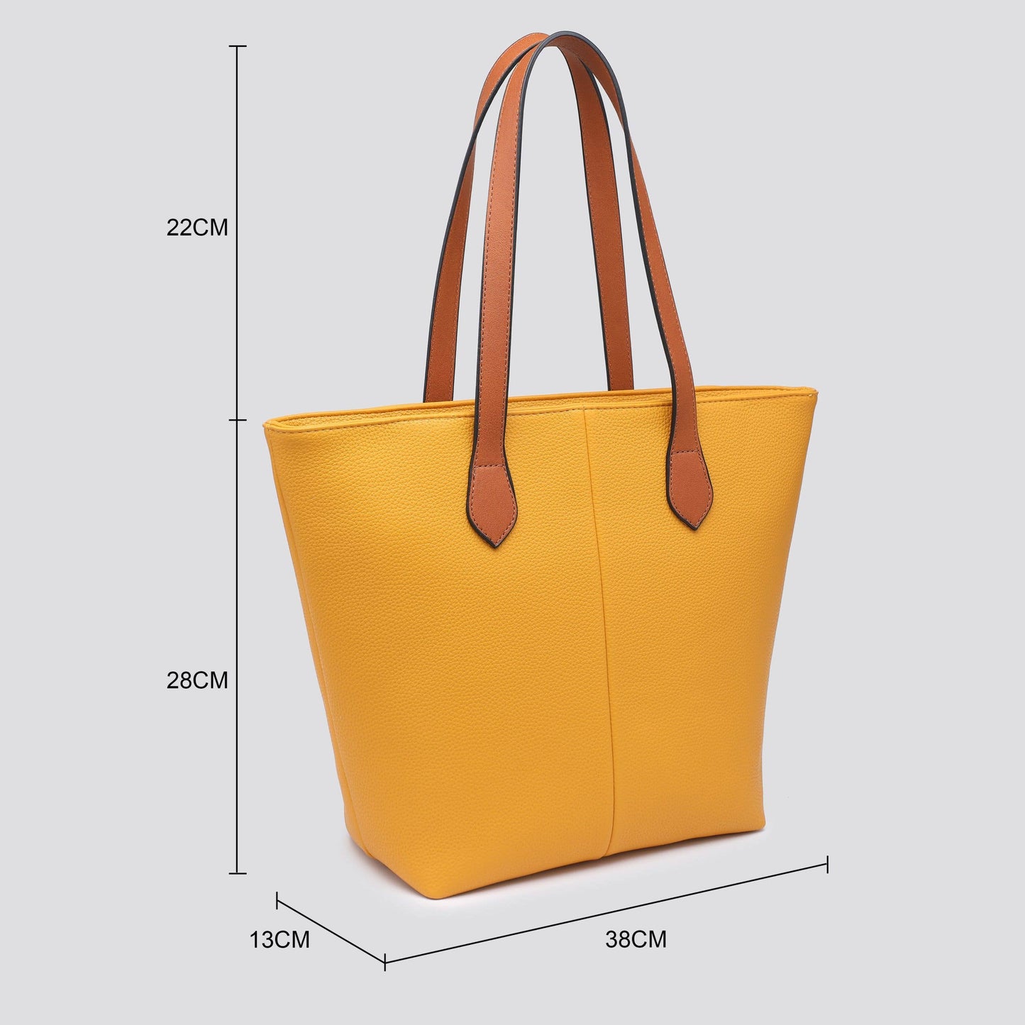 Premium Grade Faux Leather Shopper Bag Tote Bag in Yellow
