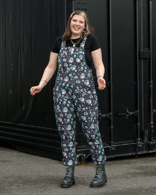 Pigeon Party Stretch Dungarees by Rebel Romance x Katie Abey