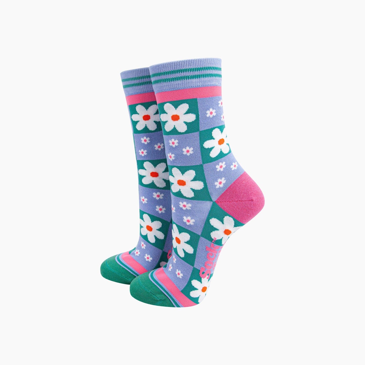 Flower Checkerboard Bamboo Socks