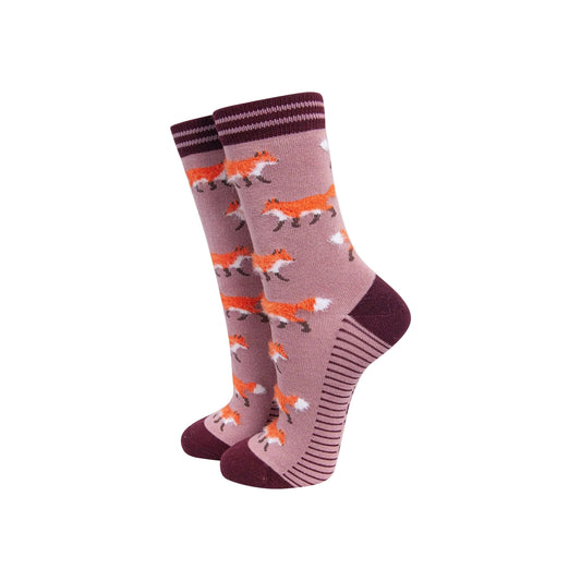 Fox Fluffy Bamboo Socks in Pink