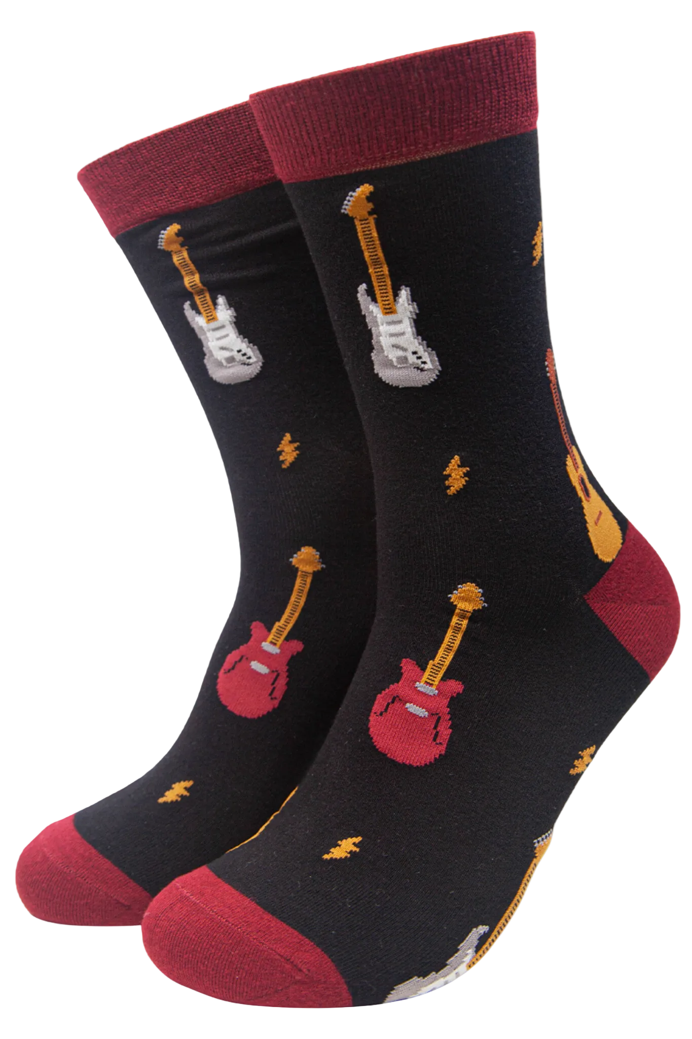 Black & Red Guitars Bamboo Crew Socks
