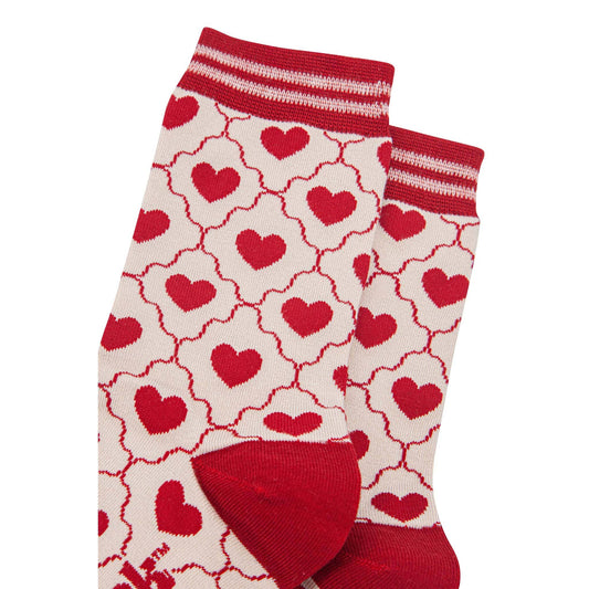 Heart Ribbon Bamboo Crew Socks