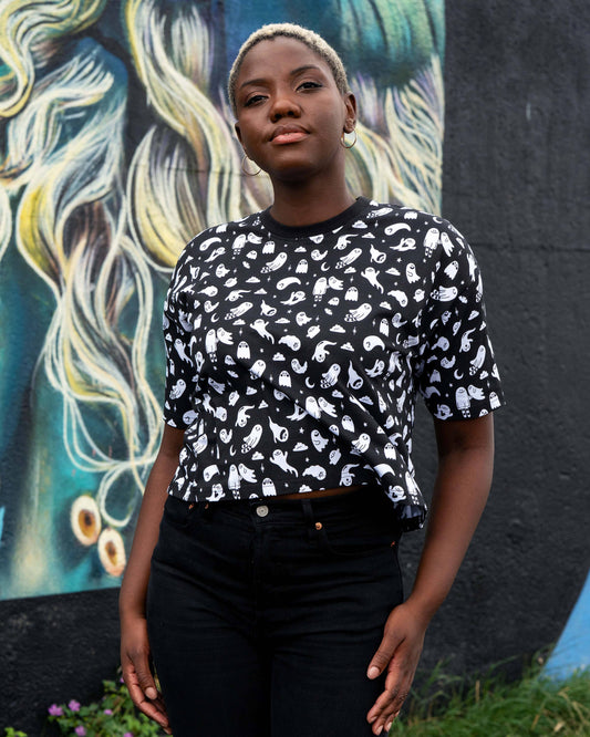 Ghosties Cropped Boxy Tee by Rebel Romance x Yasmin Cousins