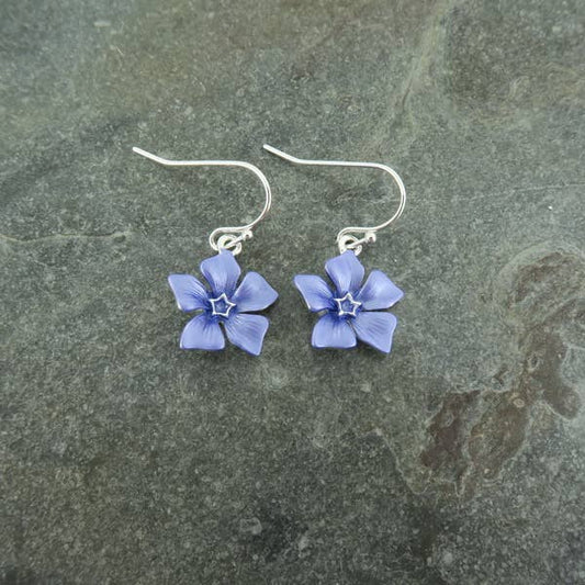 Periwinkle Blue Flower Drop Hook Earrings
