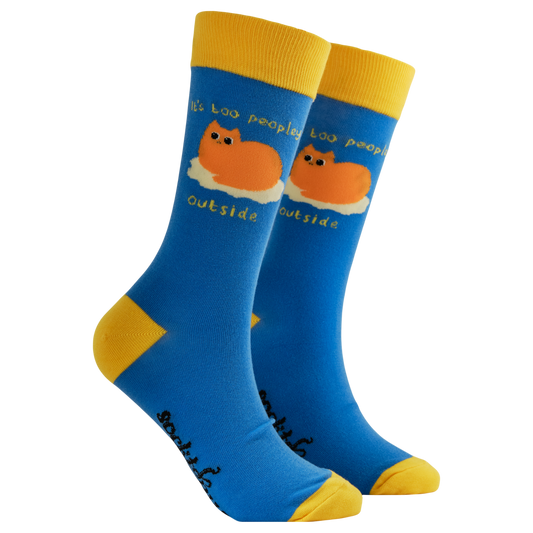 It's Too Peopley Outside Socks in Blue