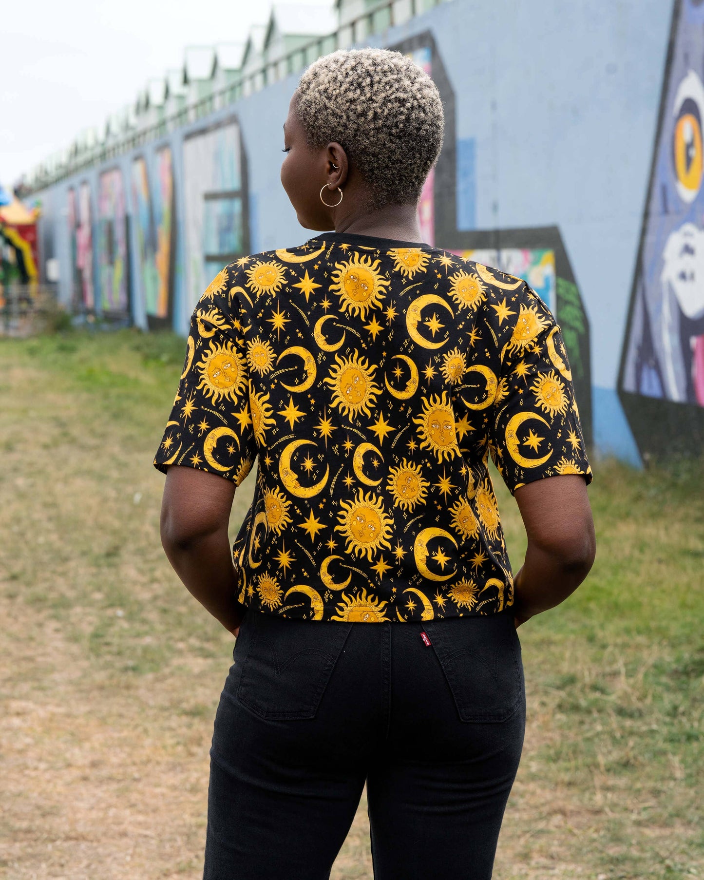 Celestial Sun and Moon Cropped Boxy Tee by Rebel Romance