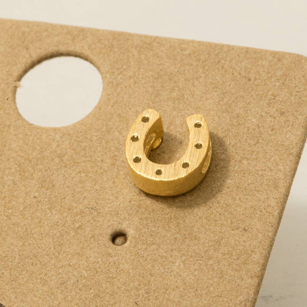 Mini Horseshoe Post Stud Earrings in Gold or Silver