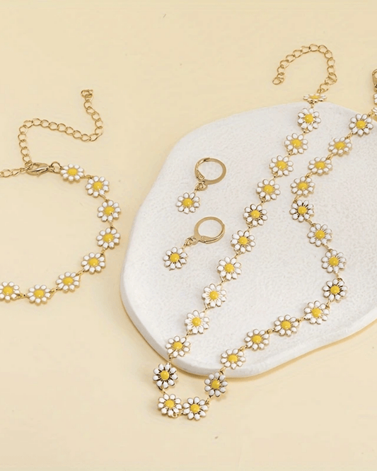 Daisy Chain Necklace in White - Pink Poodle Boutique - JS6253 - 02