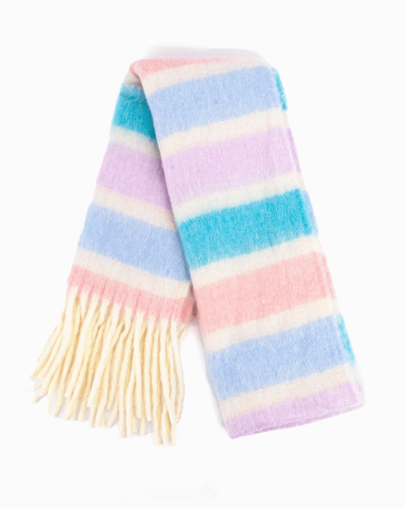 Dallas Blue & Pink Pastel Stripe Heavyweight Scarf - Pink Poodle Boutique - 1509PA