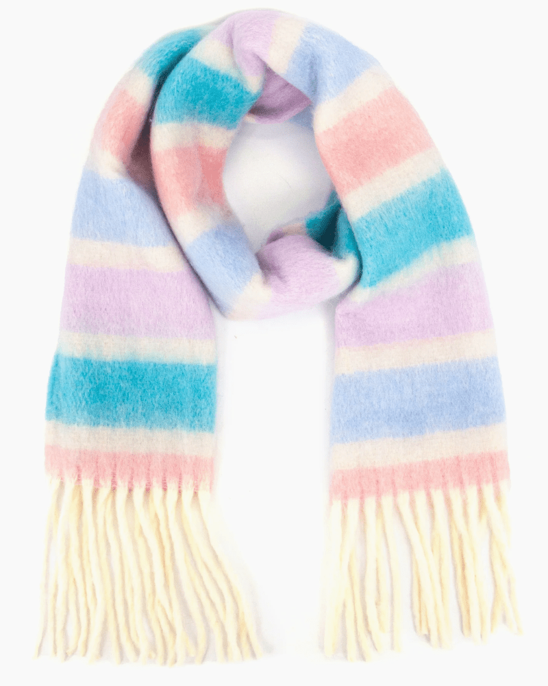 Dallas Blue & Pink Pastel Stripe Heavyweight Scarf - Pink Poodle Boutique - 1509PA