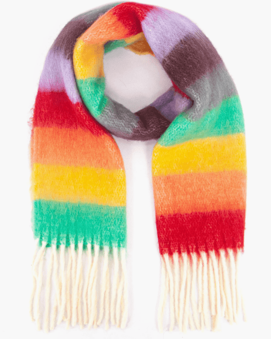 Dallas Rainbow Stripe Heavyweight Scarf - Pink Poodle Boutique - 1509MU
