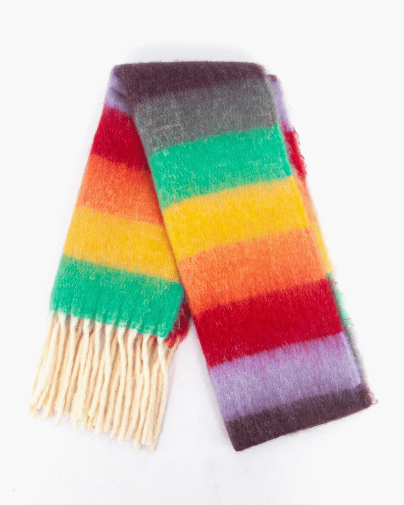 Dallas Rainbow Stripe Heavyweight Scarf - Pink Poodle Boutique - 1509MU