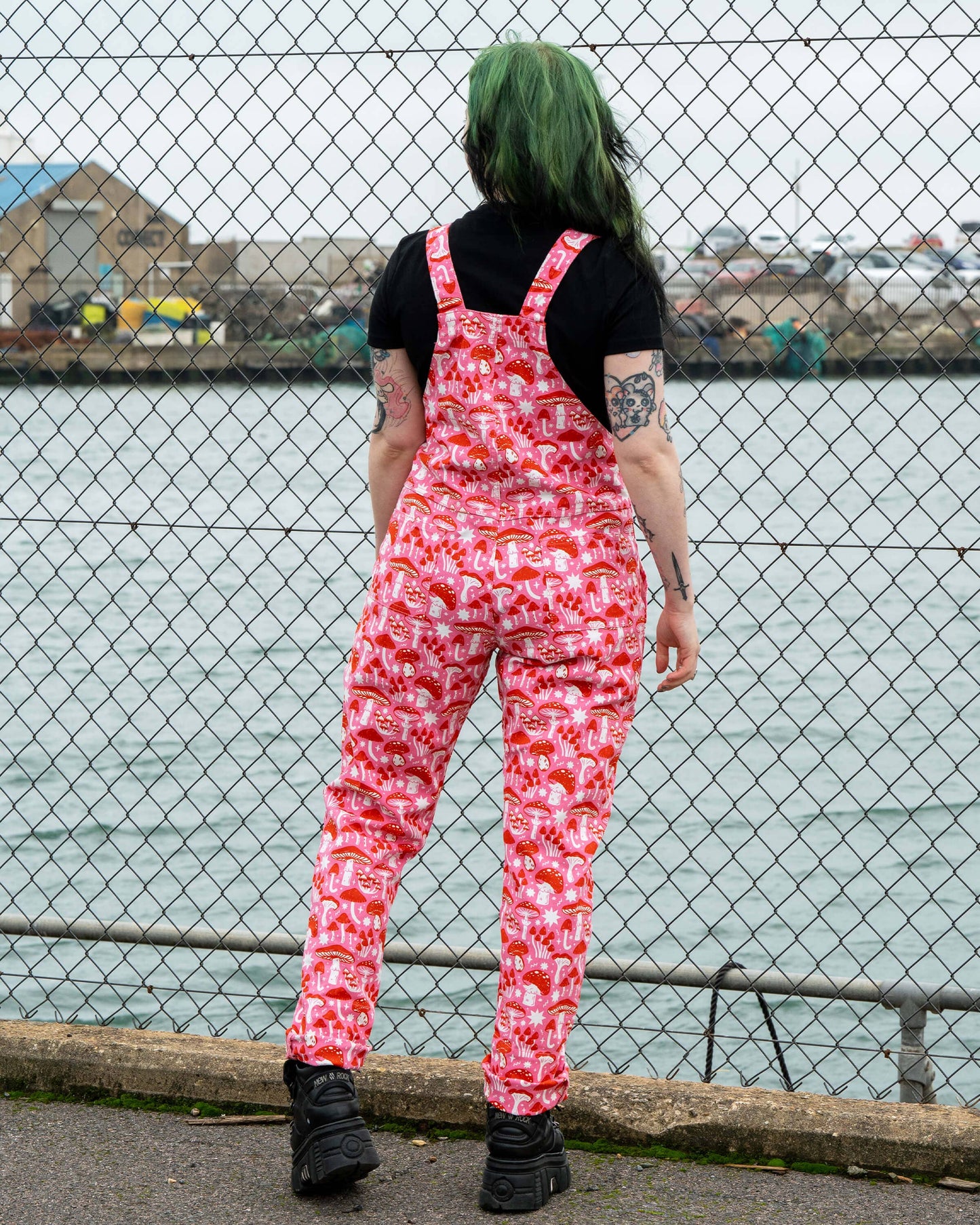 Mushrooms Stretch Dungarees by Rebel Romance x Stacey McEvoy-Caunt