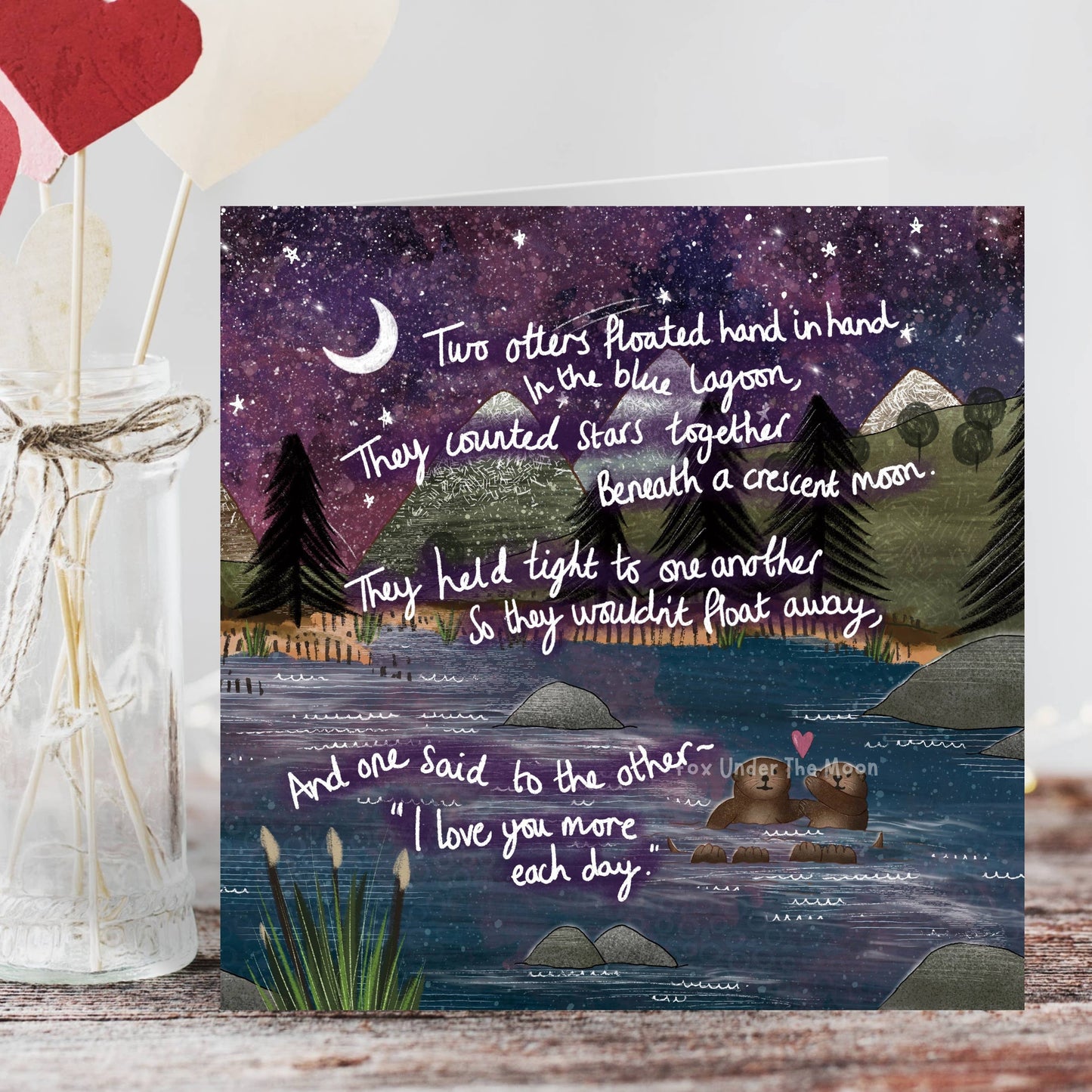 Hand In Hand Otters in Love Greeting Card