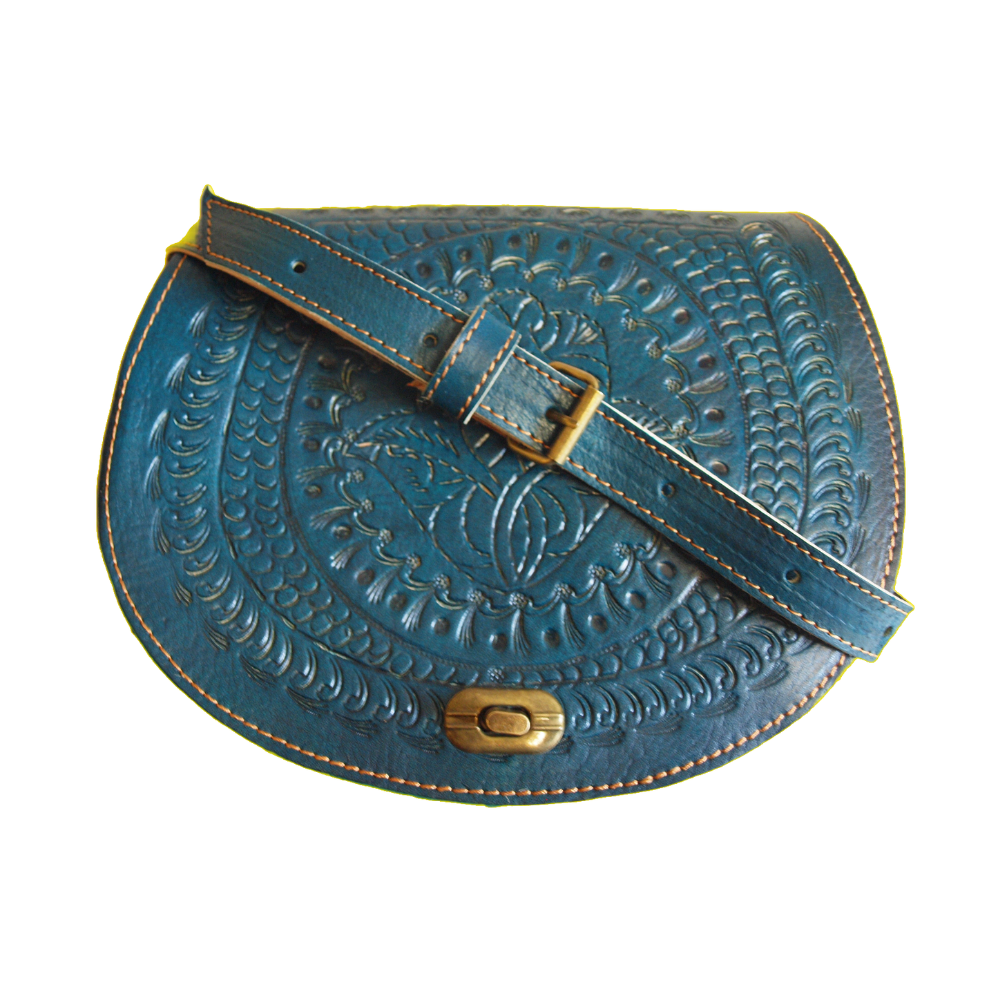 Embossed Leather Saddle Bag Assorted