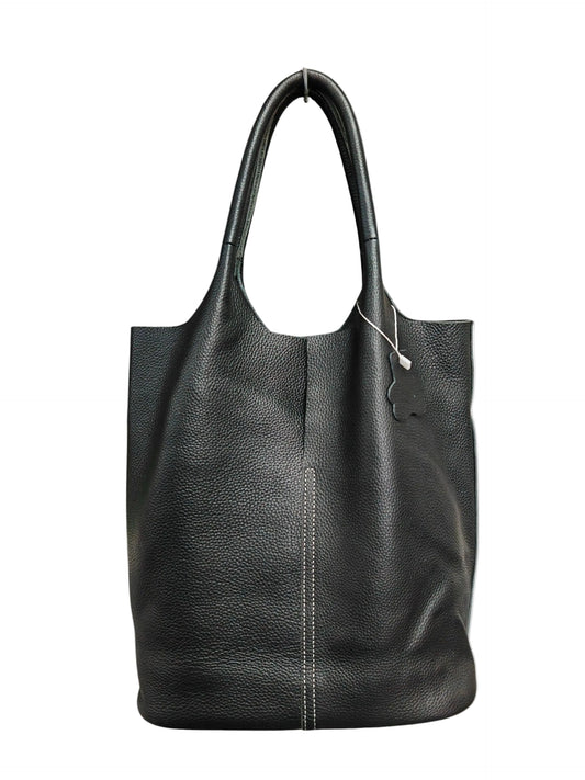 Leather Soft Hobo Bag in Black