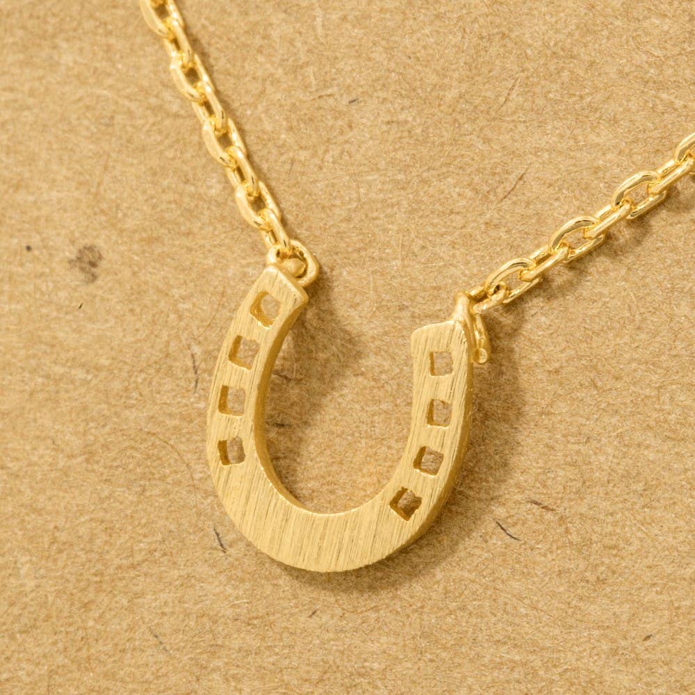 Mini Horseshoe Pendant Necklace in Gold or Silver