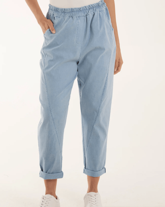 Denim Washed Relaxed Fit Magic Trousers - Pink Poodle Boutique - NV3812IT003 - DENIM