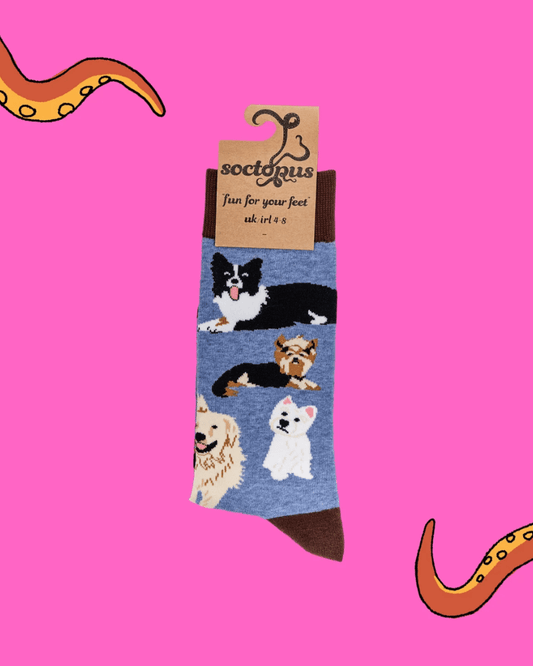 Dog Lover Crew Socks - Pink Poodle Boutique - S2436L - BLUE