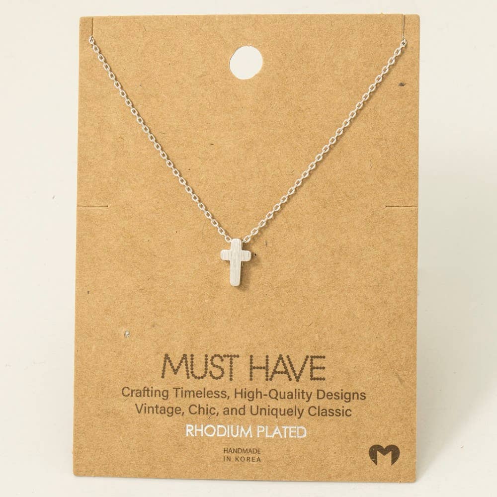 Dainty Mini Cross Pendant Necklace in Gold or Silver