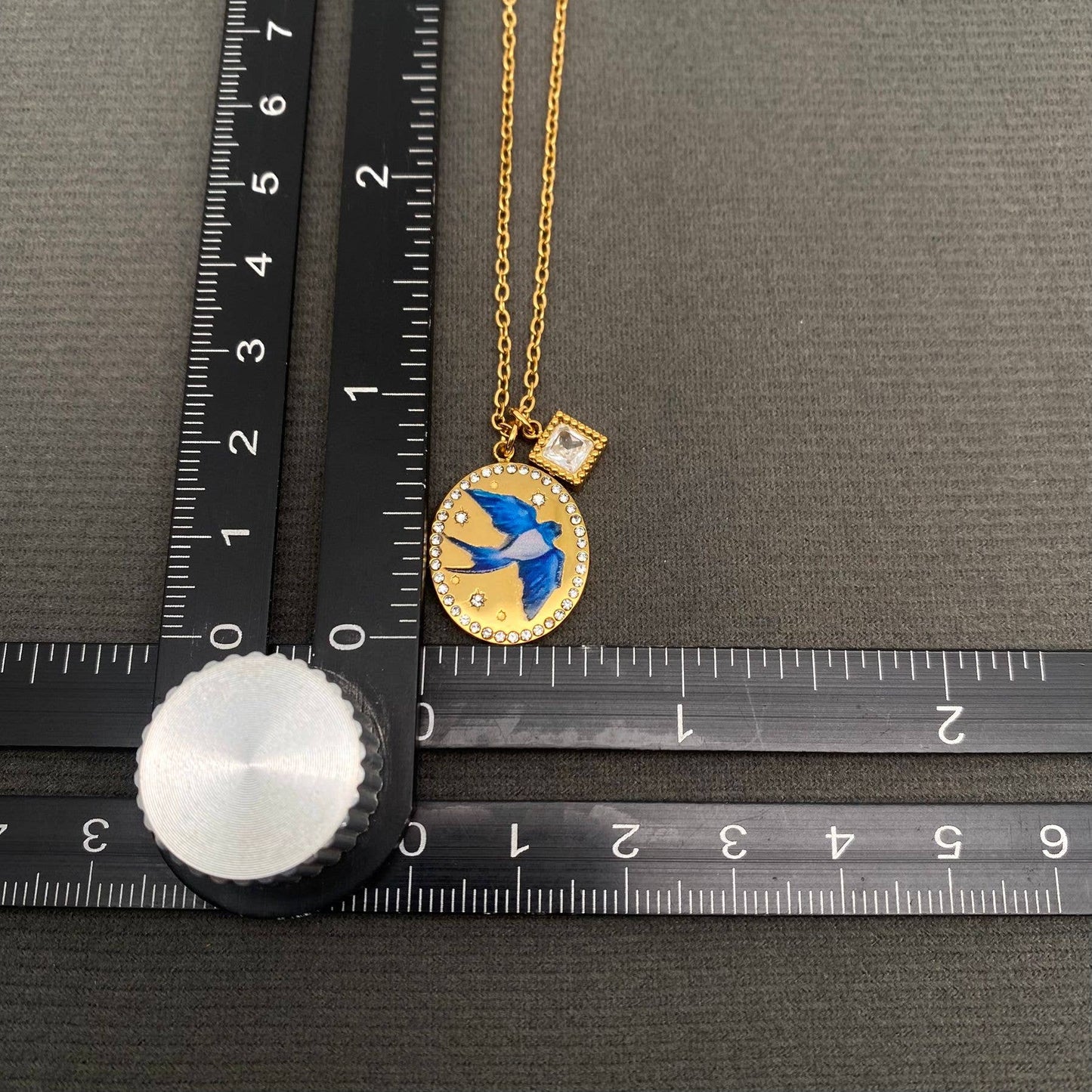 Swallow Inlaid Oval 18K Gold-Plated Necklace
