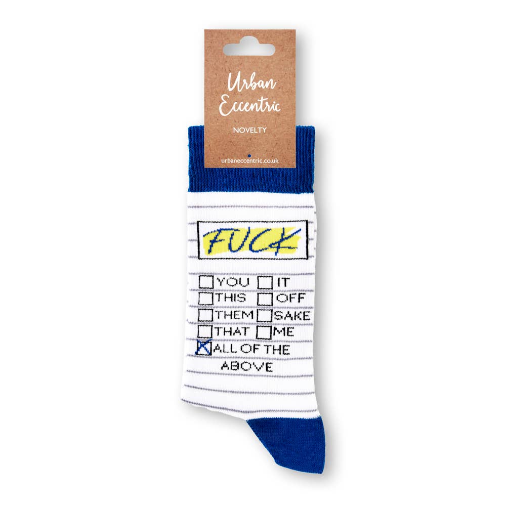 Fuck Tick List Crew Socks