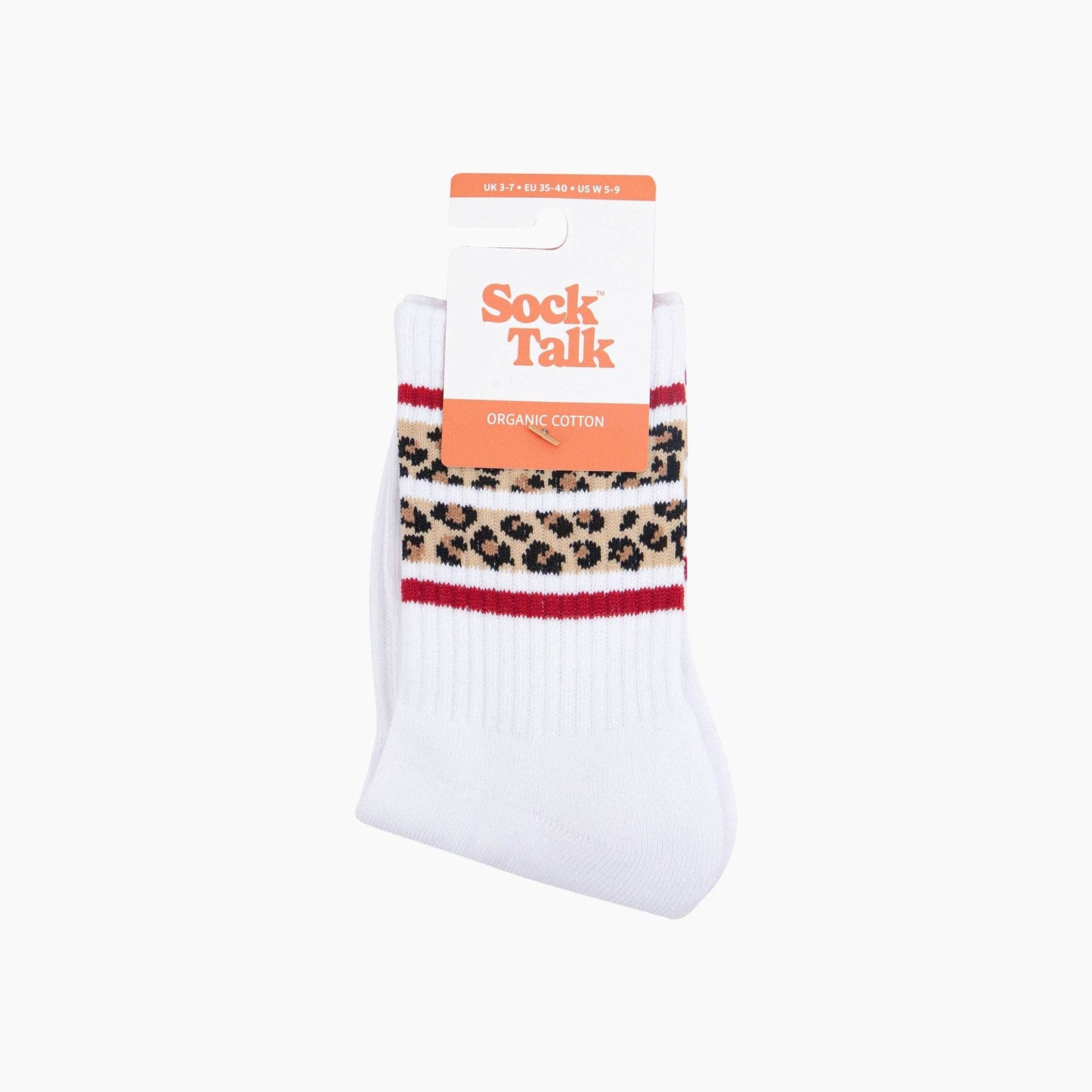 Leopard Print Striped Organic Cotton Sports Socks