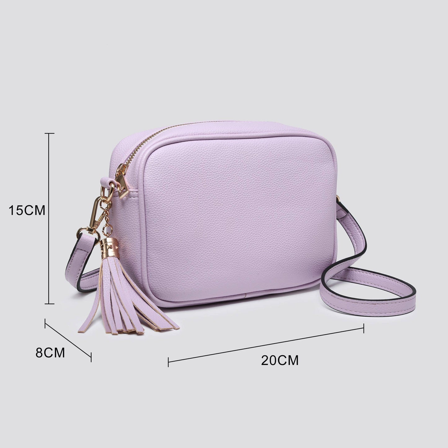 Premium Vegan Leather Camera Crossbody Bag in Lavender