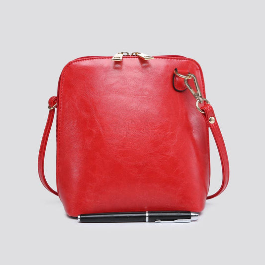Premium Vegan Leather Crossbody Bag in Red