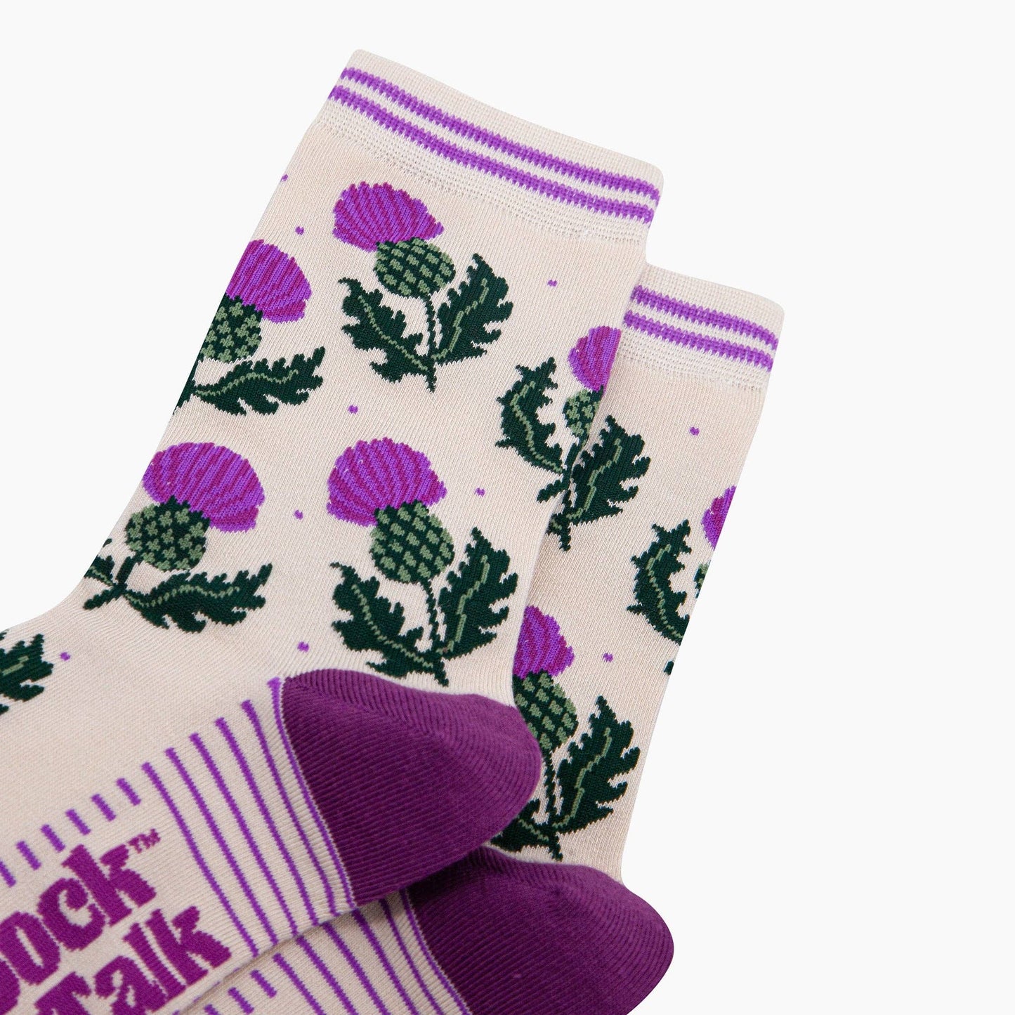 Scottish Thistles Bamboo Socks in Cream