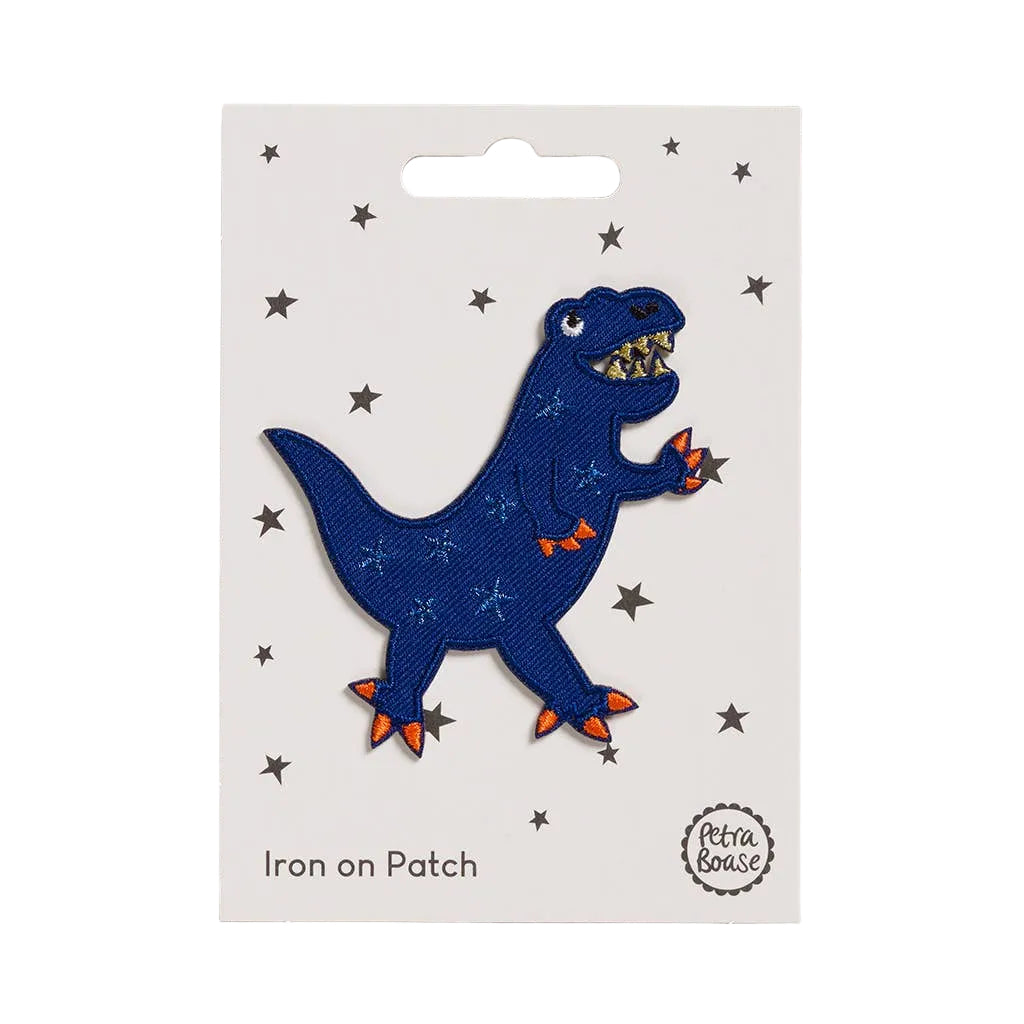 Blue Dinosaur Iron-On Embroidered Patch