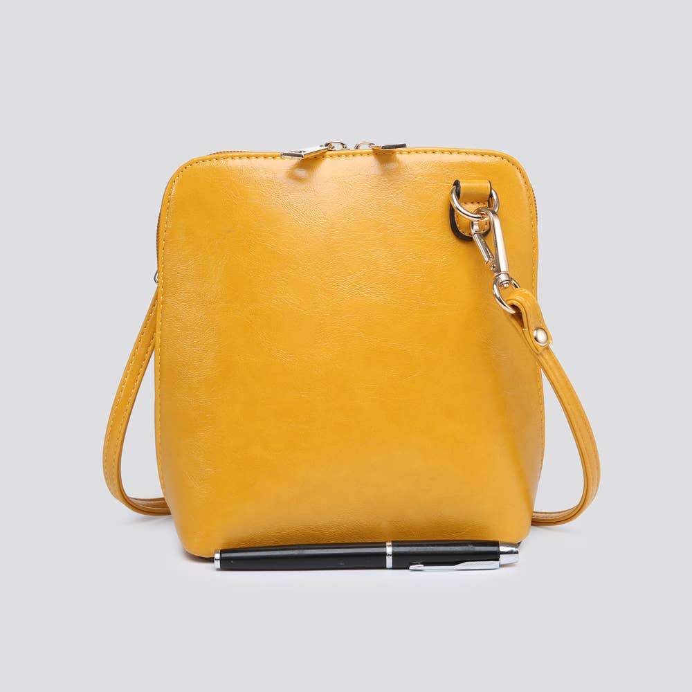 Premium Vegan Leather Crossbody Bag in Yellow