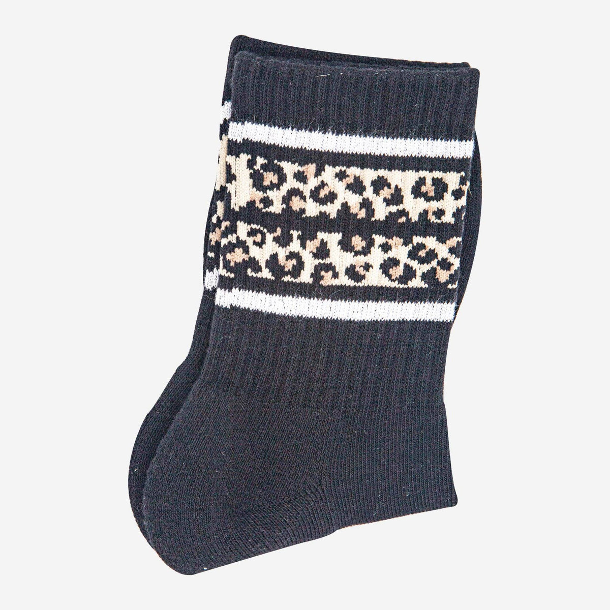 Leopard Stripe Black Organic Cotton Sport Socks