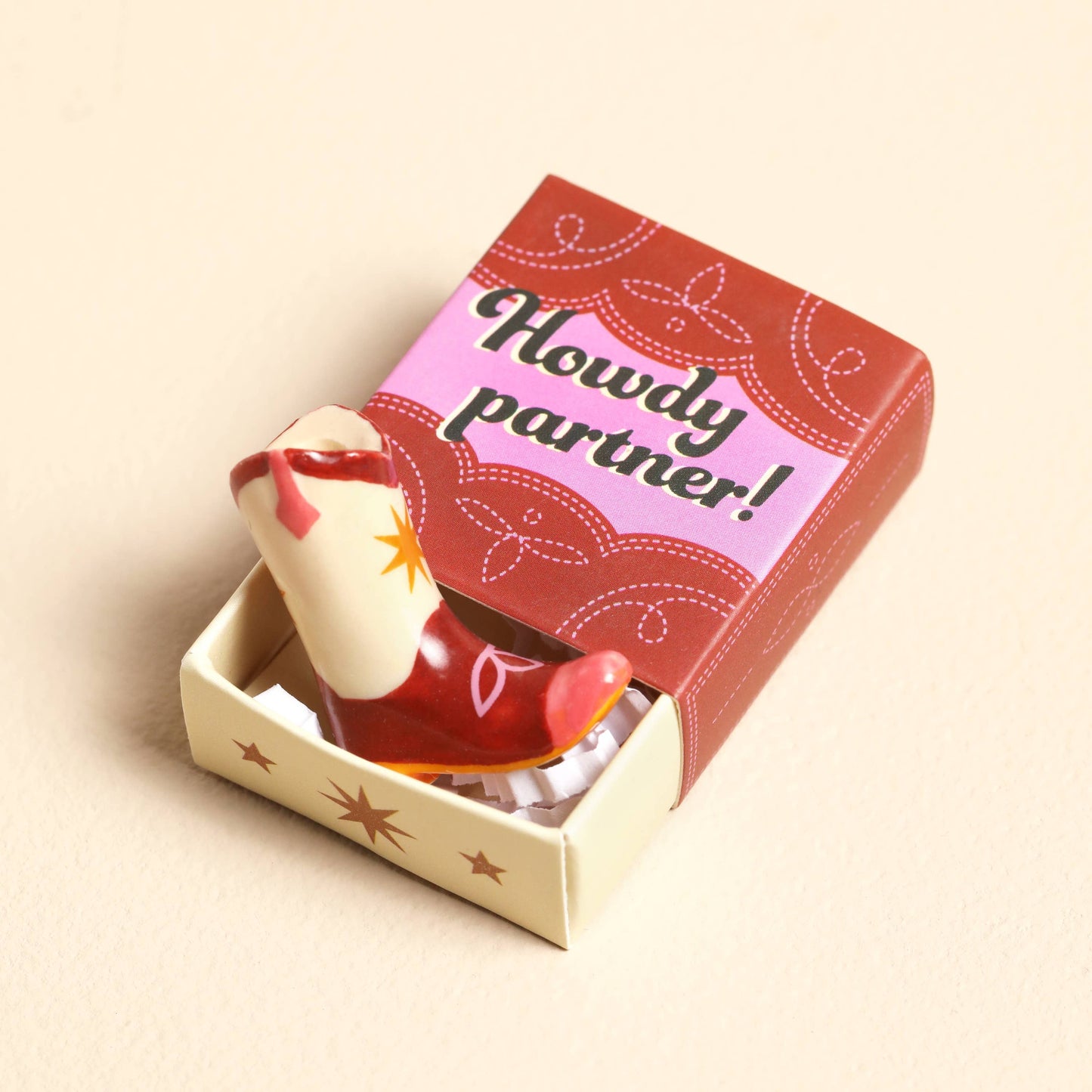 Tiny Matchbox Ceramic Tokens: Cowboy Boot