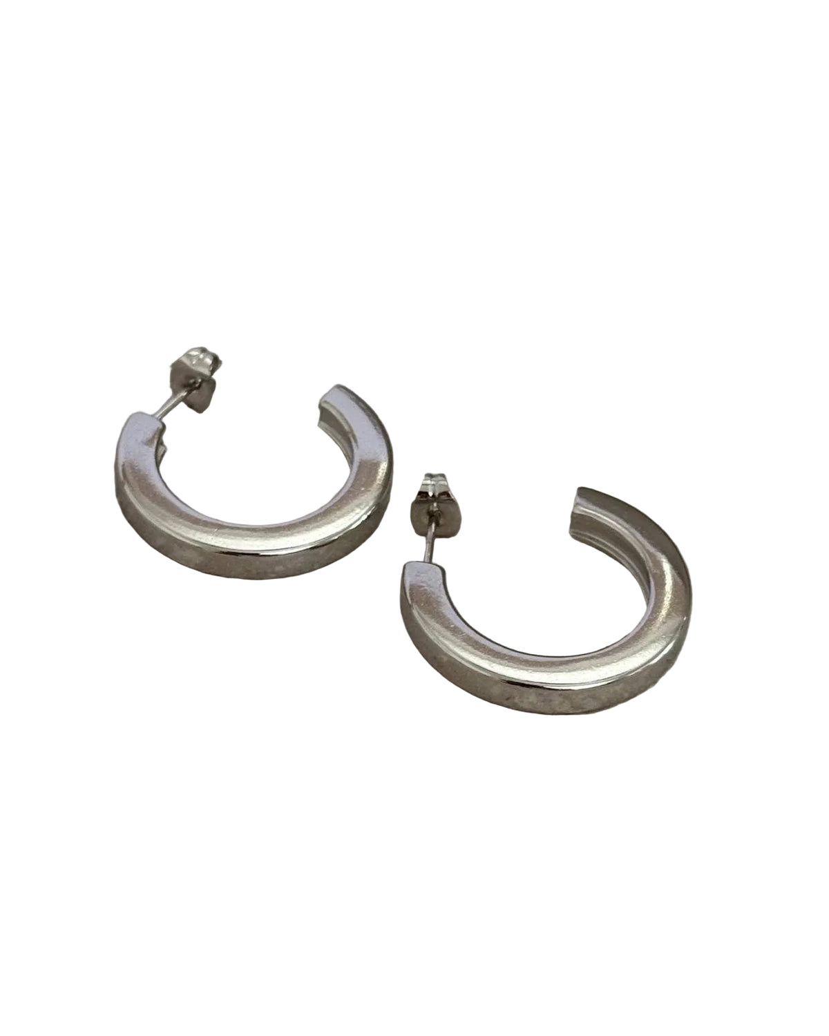 Tarnish Resistant Square Edged Hoop Studs in Silver