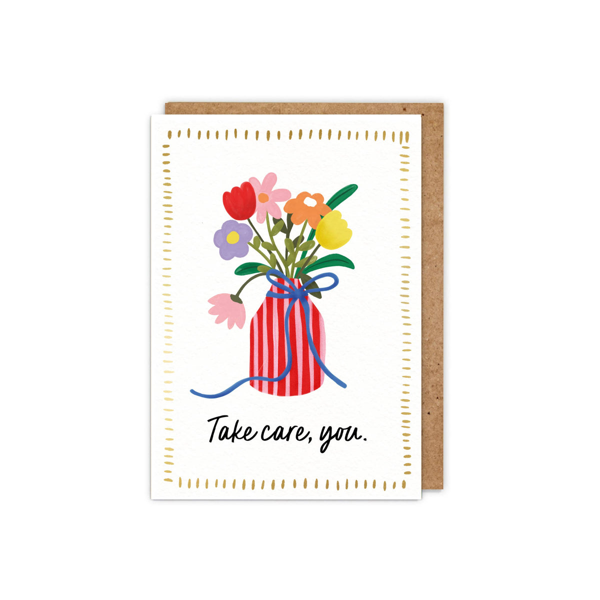 Take Care, You Gold Foiled Flowers Thinking of You Card