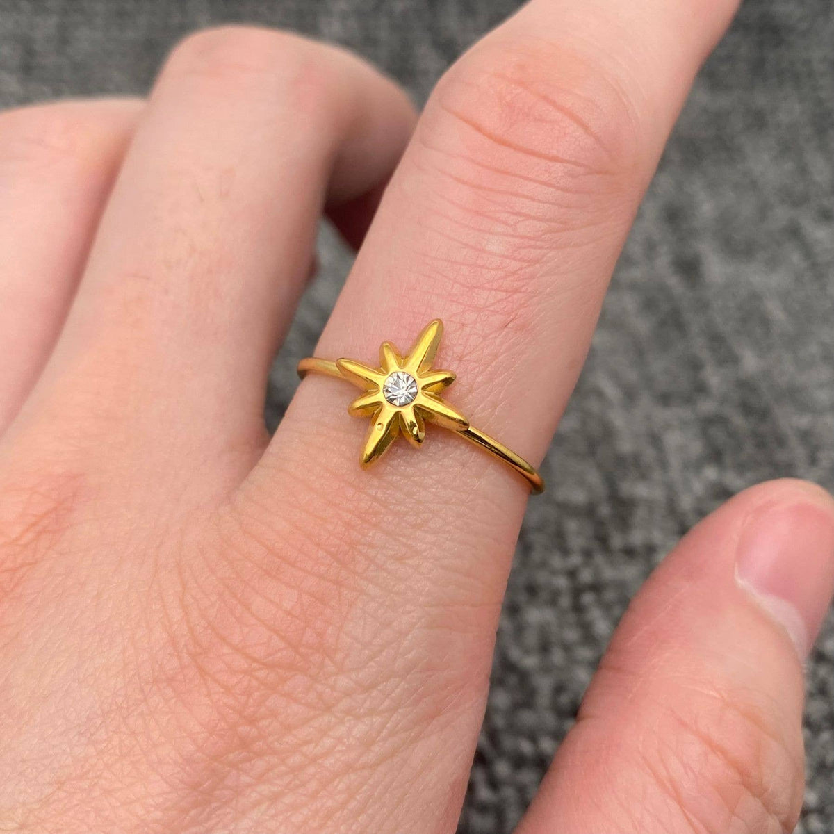 Star 18K Gold Plated Stainless Steel Adjustable Ring