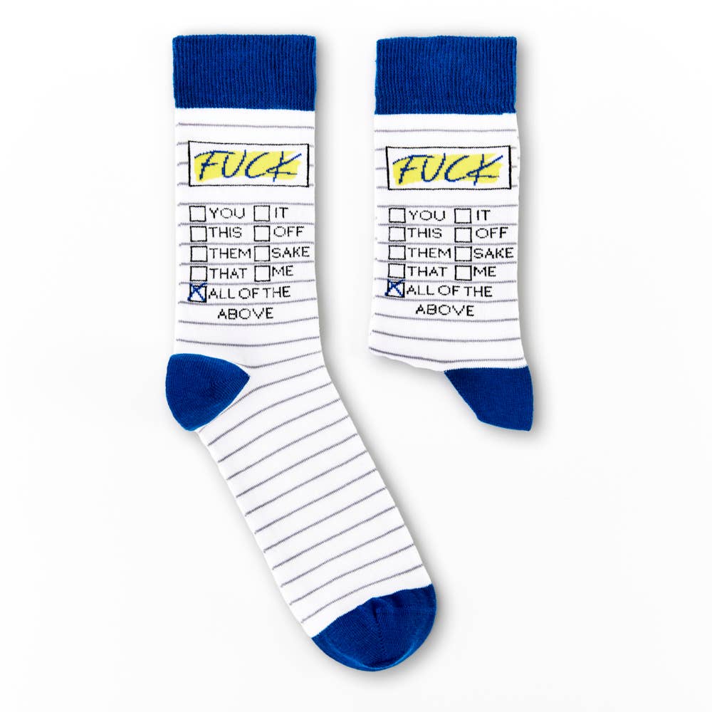 Fuck Tick List Crew Socks