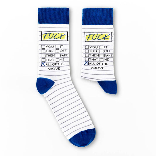 Fuck Tick List Crew Socks