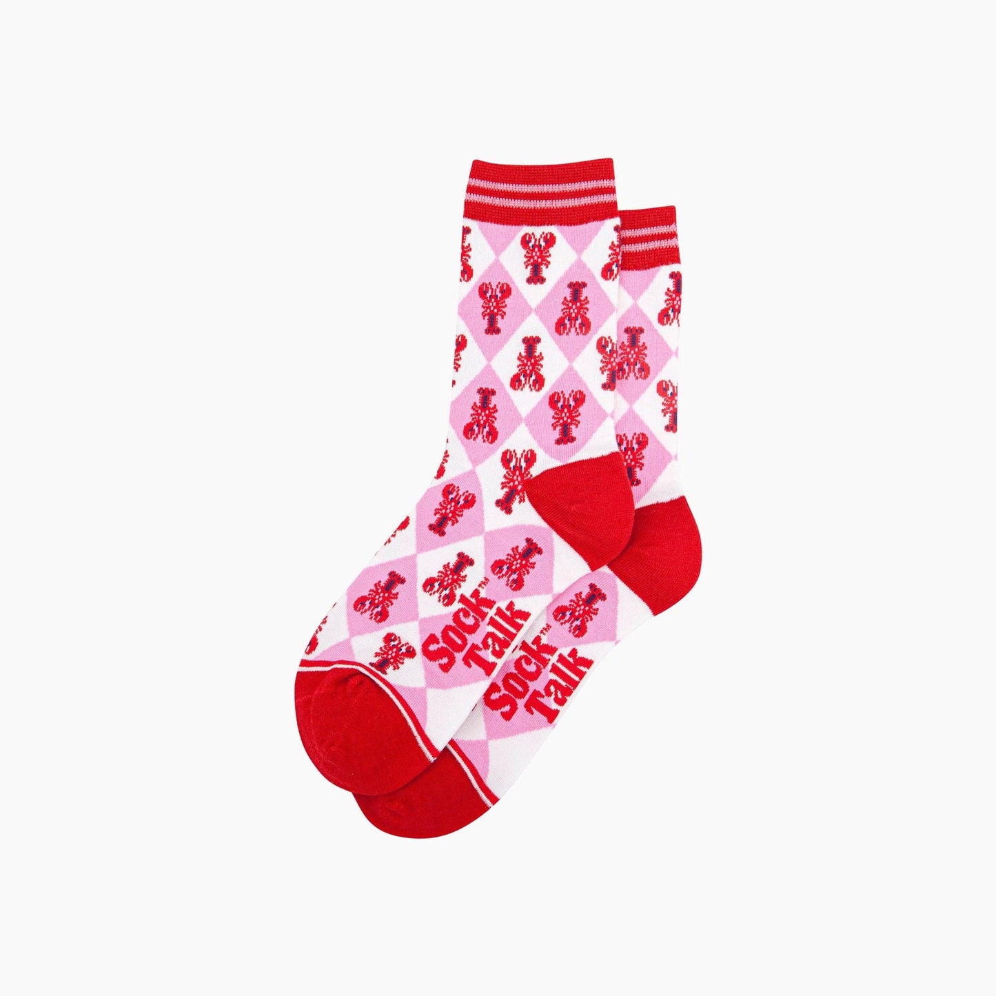 Lobster Checkerboard Bamboo Socks in Pink