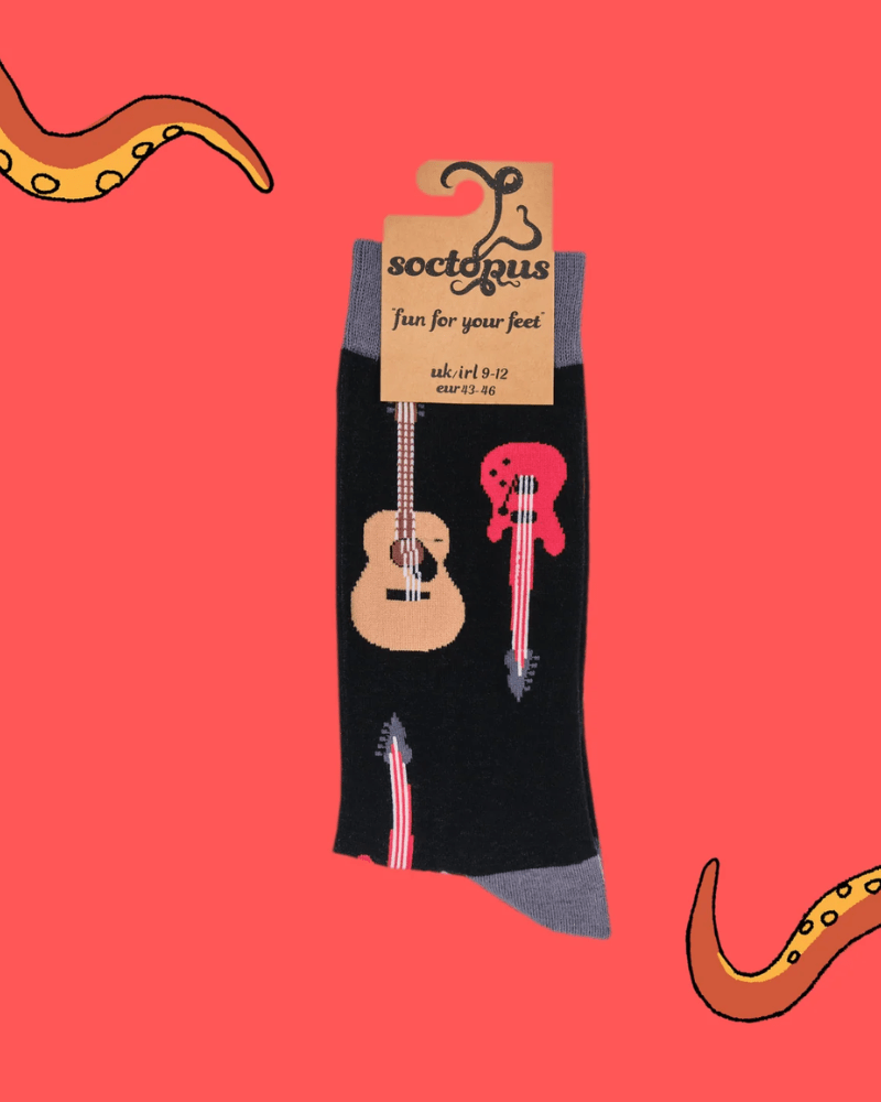 Electric Acoustic Guitars Crew Socks - Pink Poodle Boutique - 