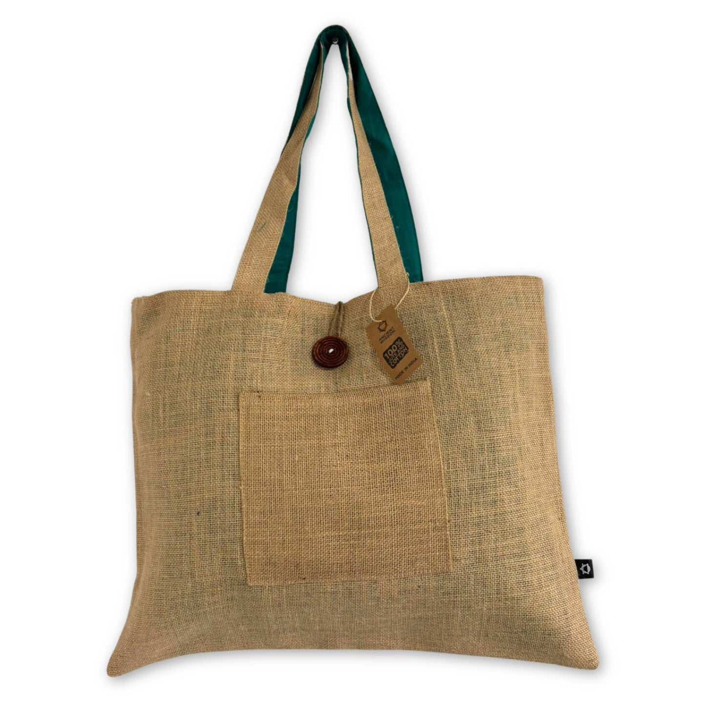 Jute & Cotton Reversible Big Bag in Teal