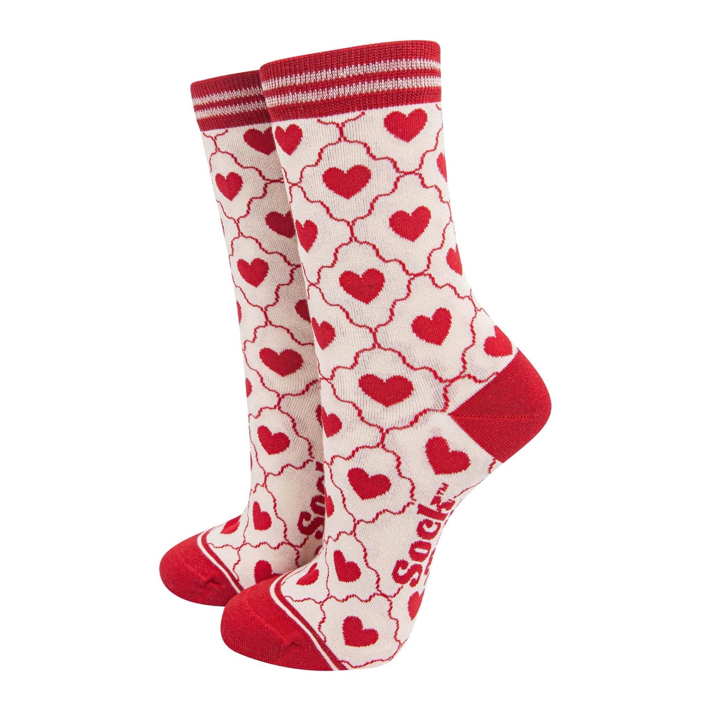 Heart Ribbon Bamboo Crew Socks