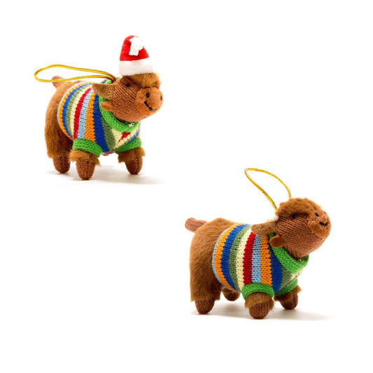 Knitted Highland Cow Hanging Ornament